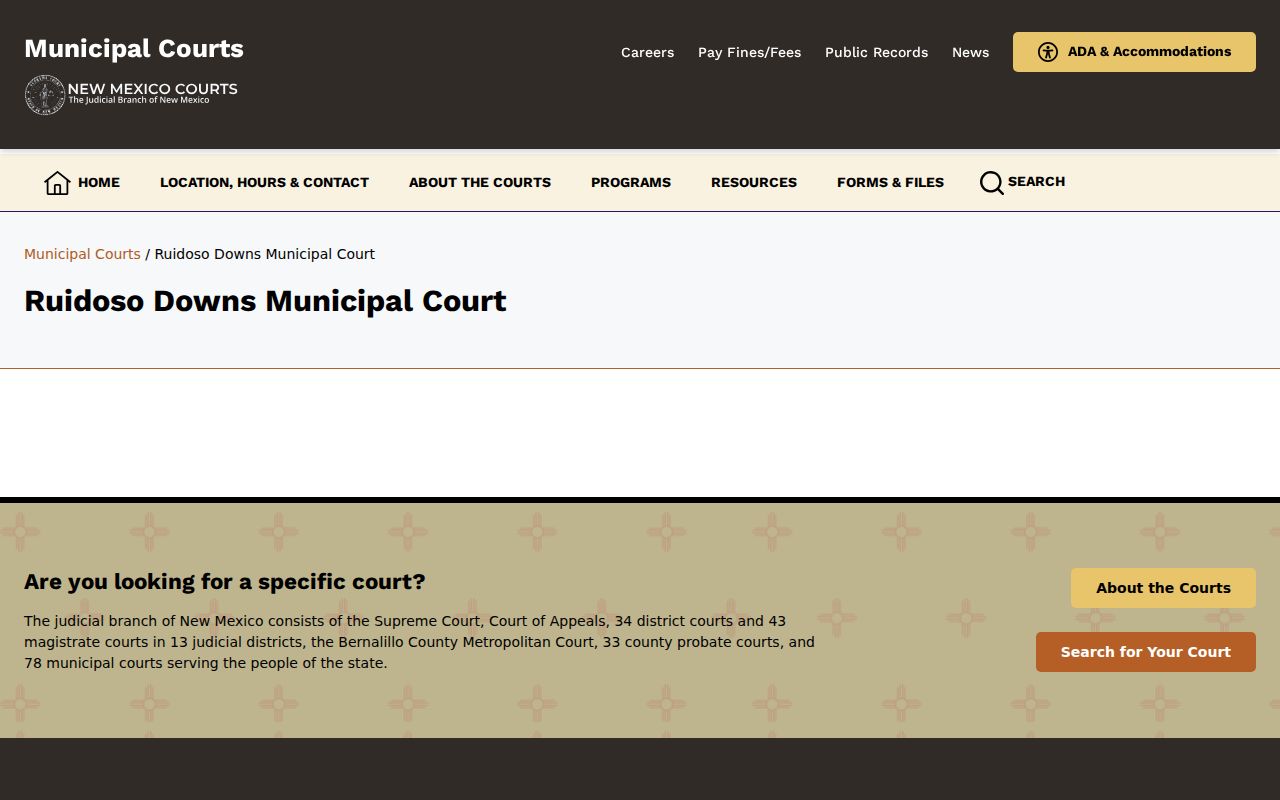 Lincoln County municipal court warrant records, Ruidoso Downs court page