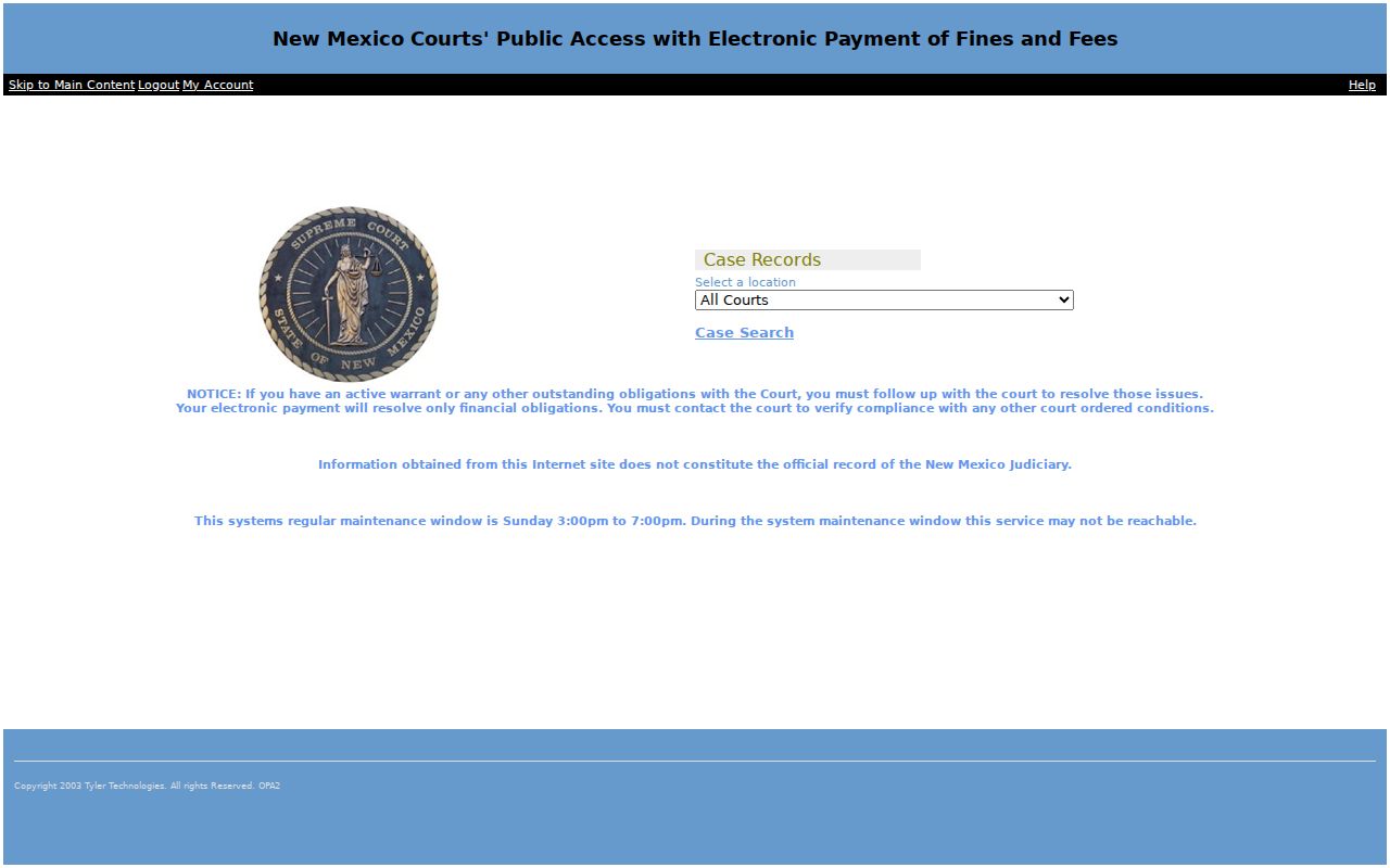 Lincoln County warrant records, New Mexico court public-access warning